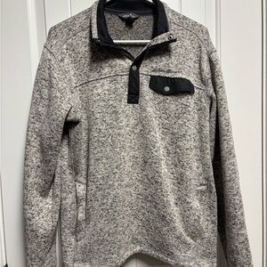 EDDIE BAUER Heathered Gray Quarter-Snap Pullover
